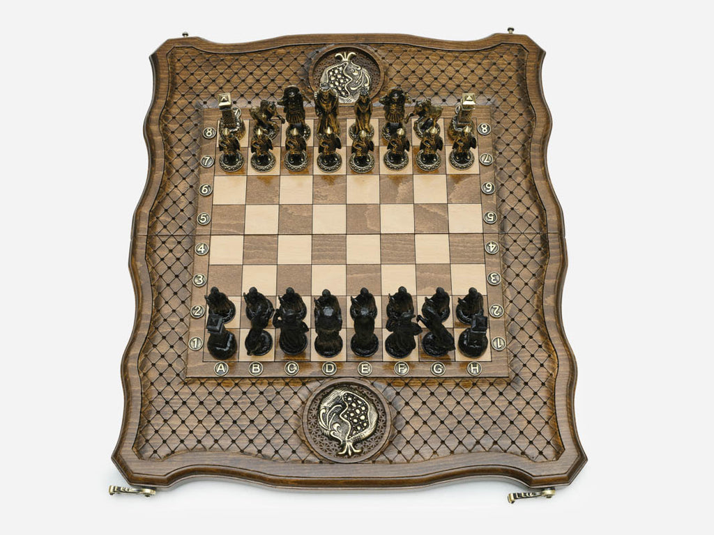 Pomegranate and Grapevine chess set detail 4