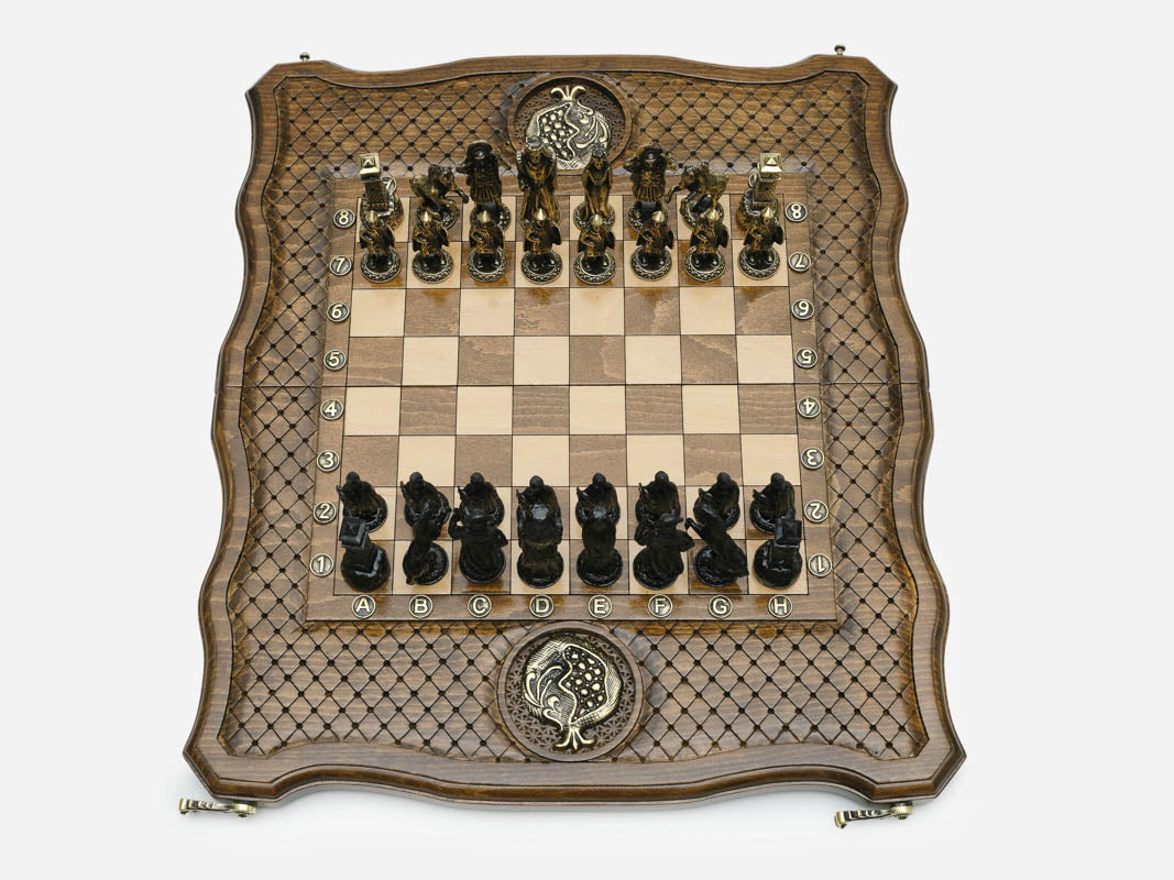 Pomegranate and Grapevine chess set detail 4