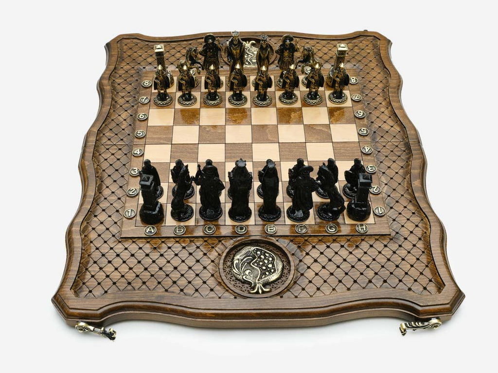 Pomegranate and Grapevine chess set detail 3