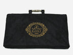 Angled view of the lion carved backgammon board with bronze handle