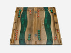 The board opened to its backgammon layout