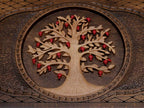 Side view of the carved beechwood board