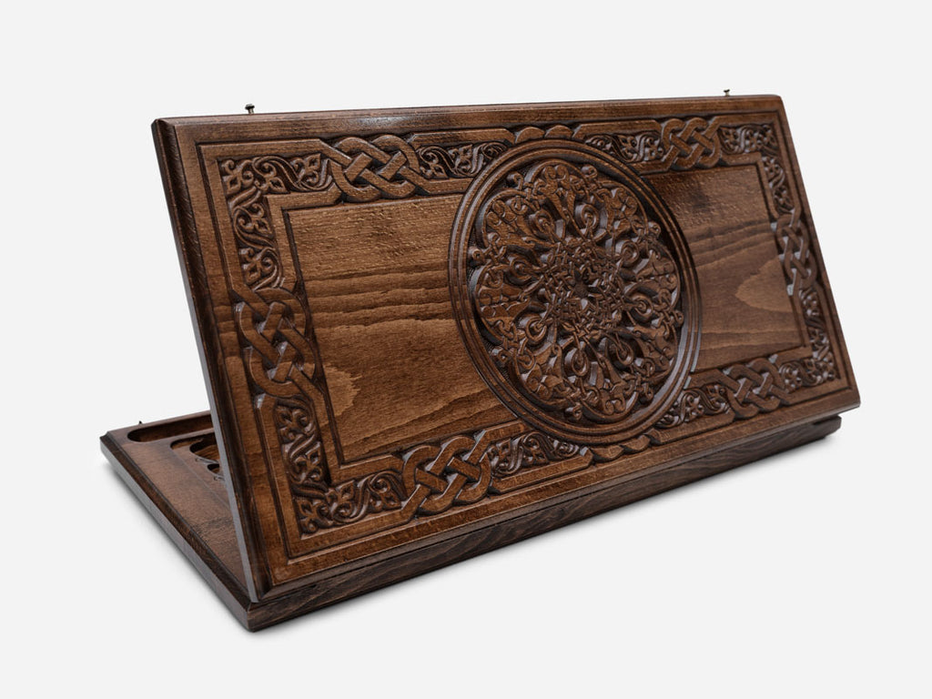 Armenian ornament hand-carved backgammon board