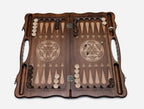 Side view of the carved beechwood board