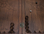 Close-up of the carved Georgian flag shield