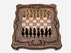 Ornamental Rosette chess set shown folded