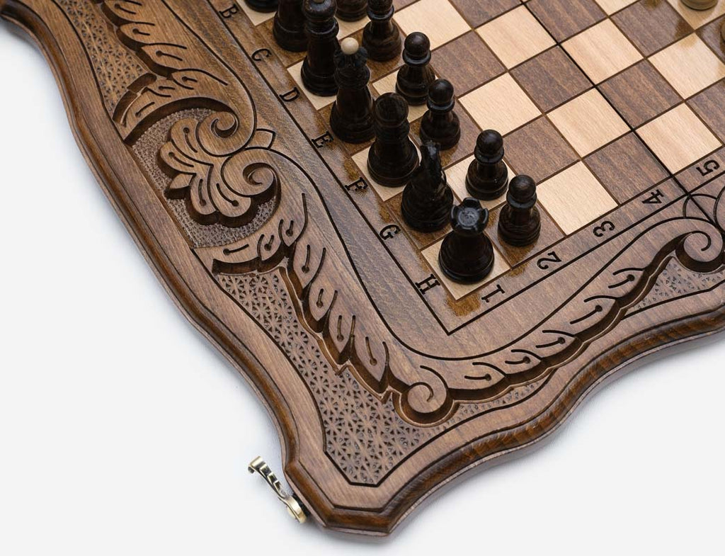 Ornamental Rosette chess set detail 9