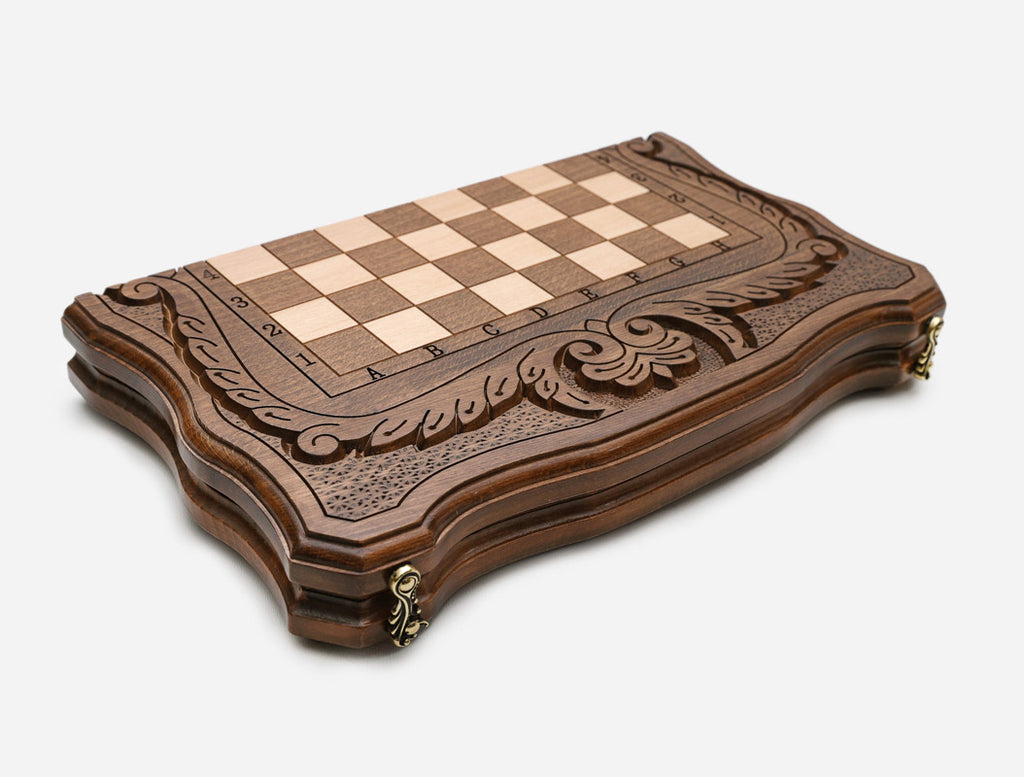 Ornamental Rosette chess set detail 2