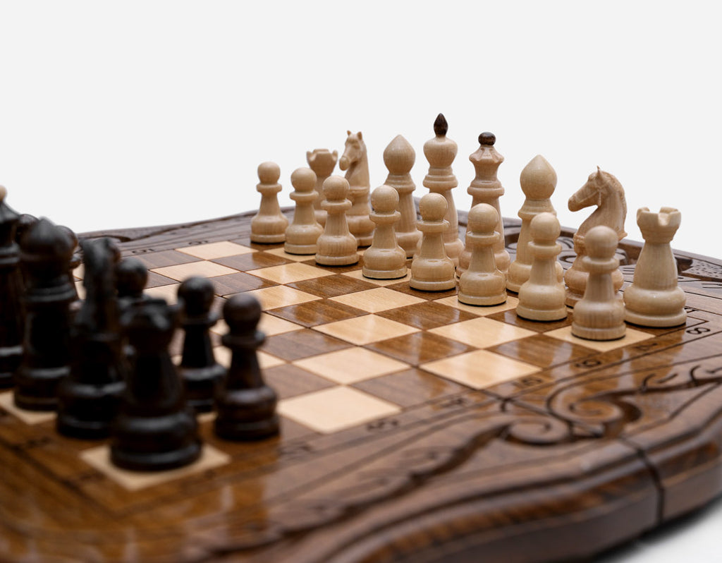 Ornamental Rosette chess set detail 4