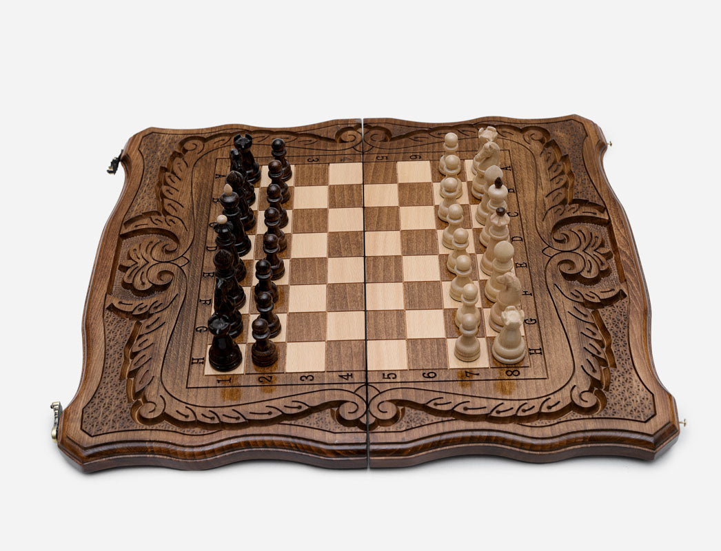 Ornamental Rosette chess set detail 3