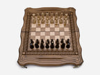 Ornamental Rosette chess set shown folded