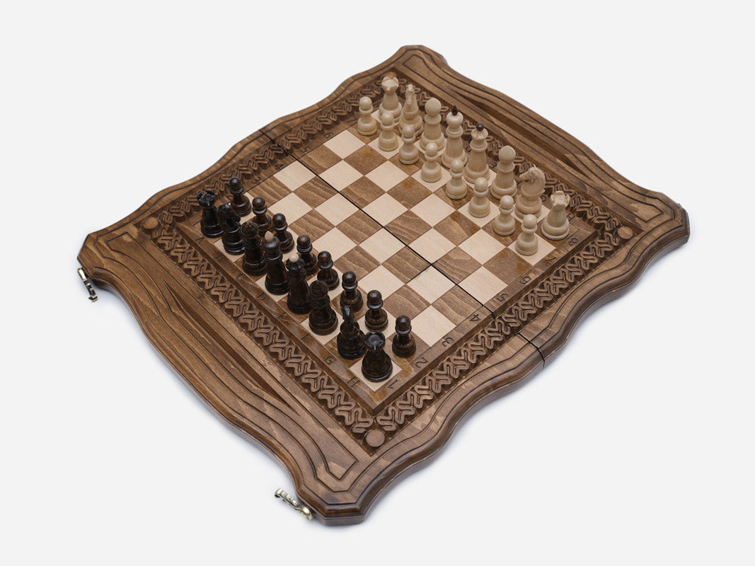 Ornamental Rosette chess set detail 2