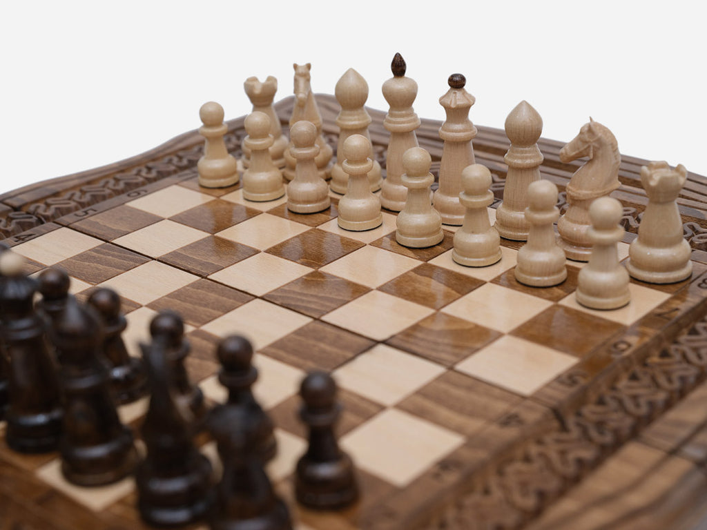 Ornamental Rosette chess set detail 4