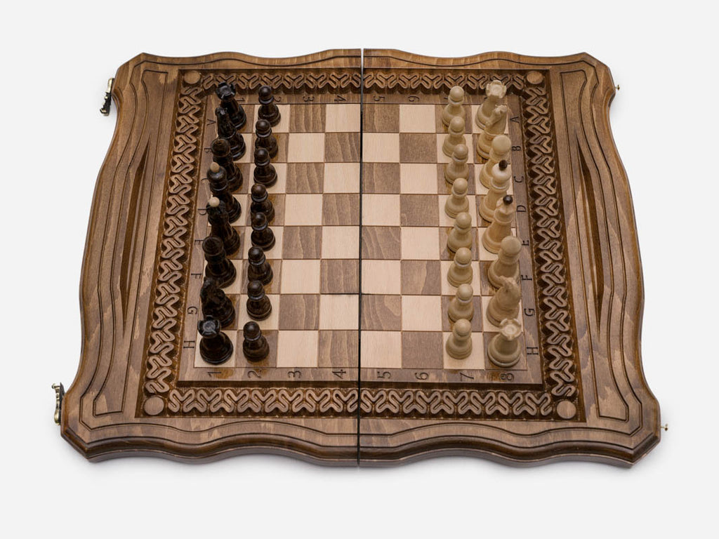 Ornamental Rosette chess set detail 3