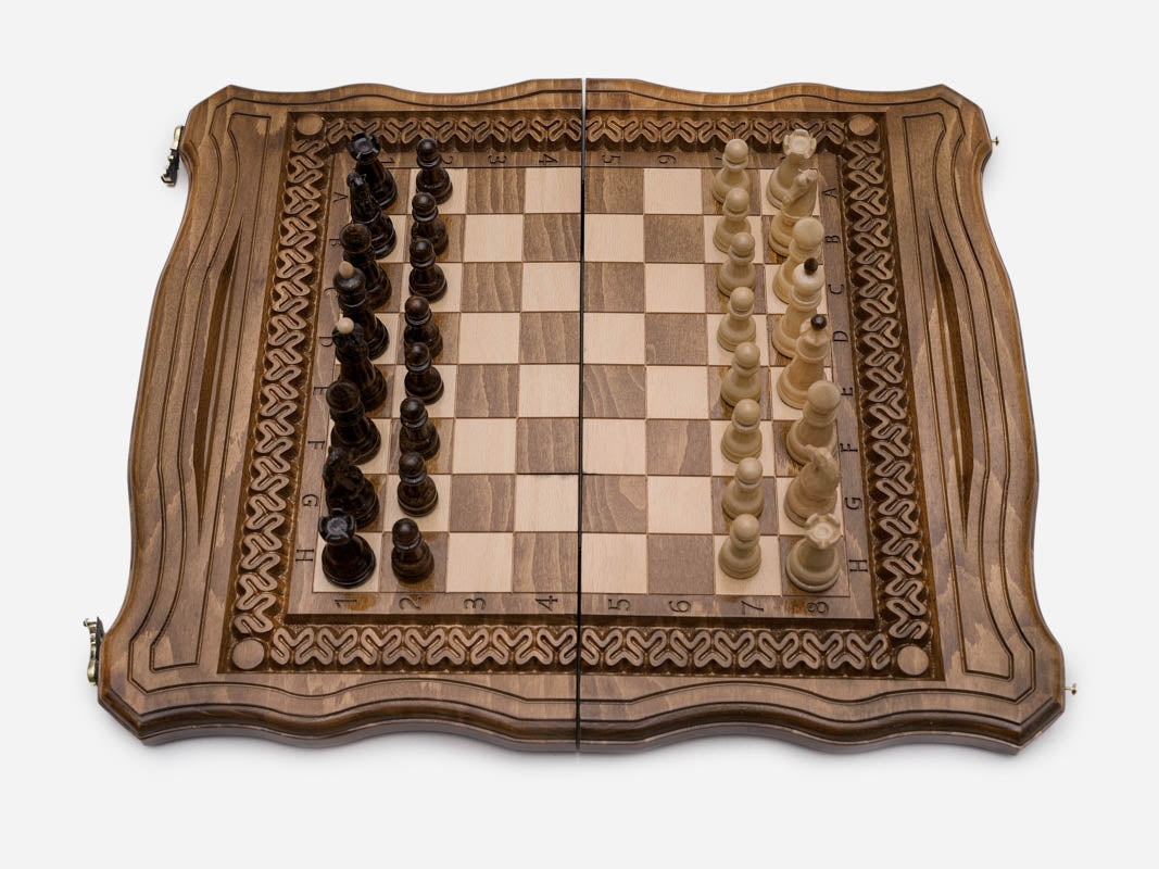 Ornamental Rosette chess set detail 3