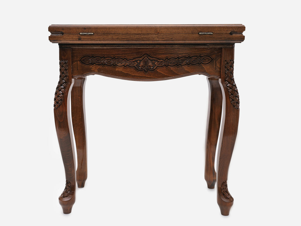 Handle Rosette Ornament table opening to reveal the backgammon board