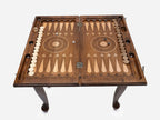 Handle Rosette Ornament backgammon table closed, front elevation view
