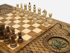 Handle Russian Coat of Arms table opening to reveal the backgammon storage compartment