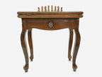 Handle Pomegranate chess-backgammon table with chess pieces set up, front view