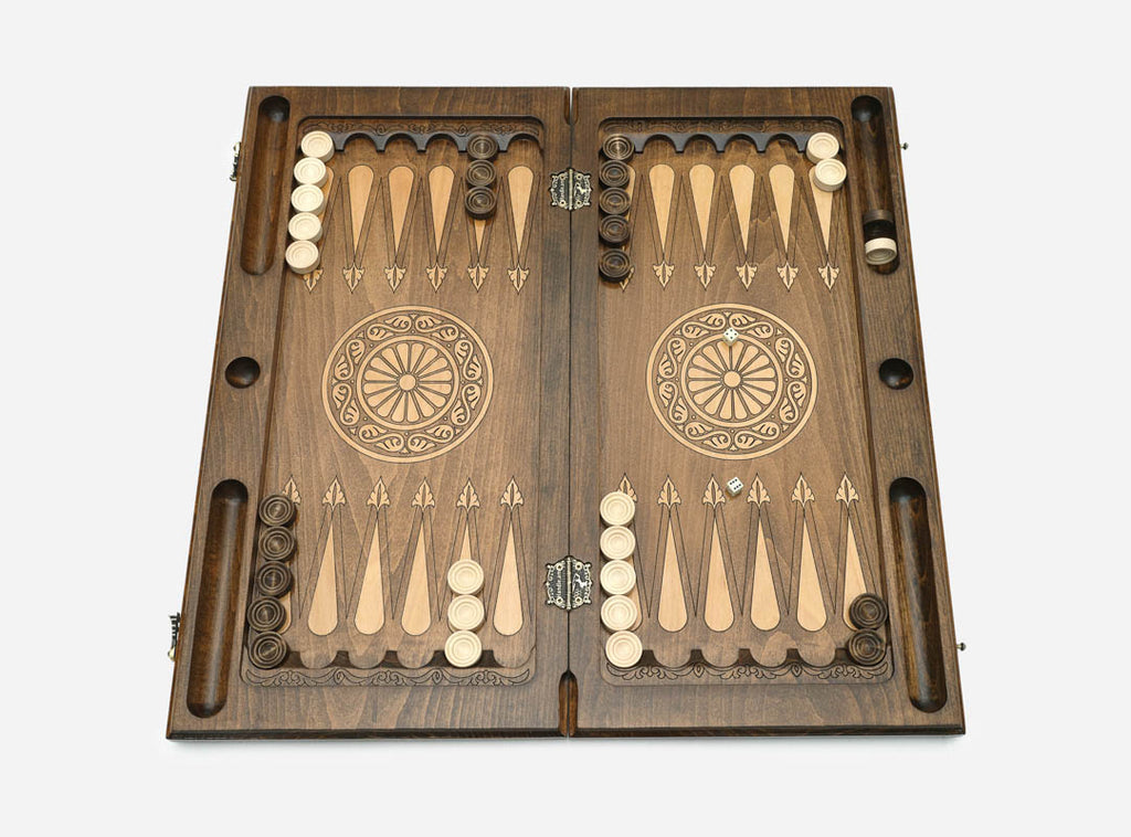 Armenian Backgammon Set - Tree of Life - handmade wooden backgammon board