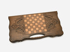 Side view of the carved beechwood board