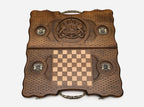 The ornate bronze carry handle