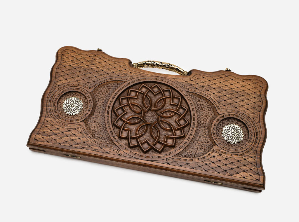 Side view of the carved beechwood board
