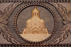 Detail of the scrollwork beside the medallion