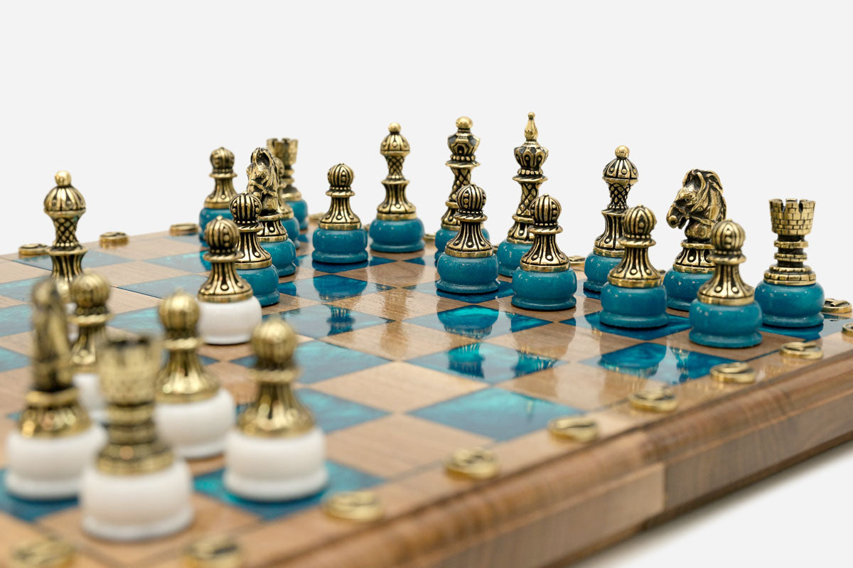 Overhead view of the epoxy board and full bronze army