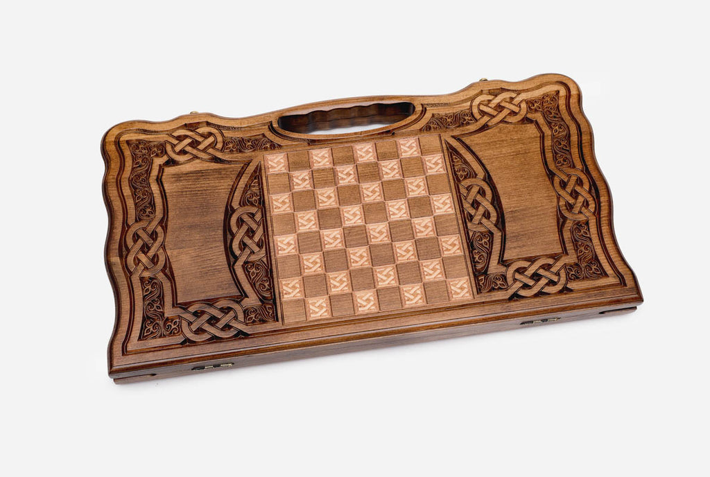 Side view of the carved beechwood board