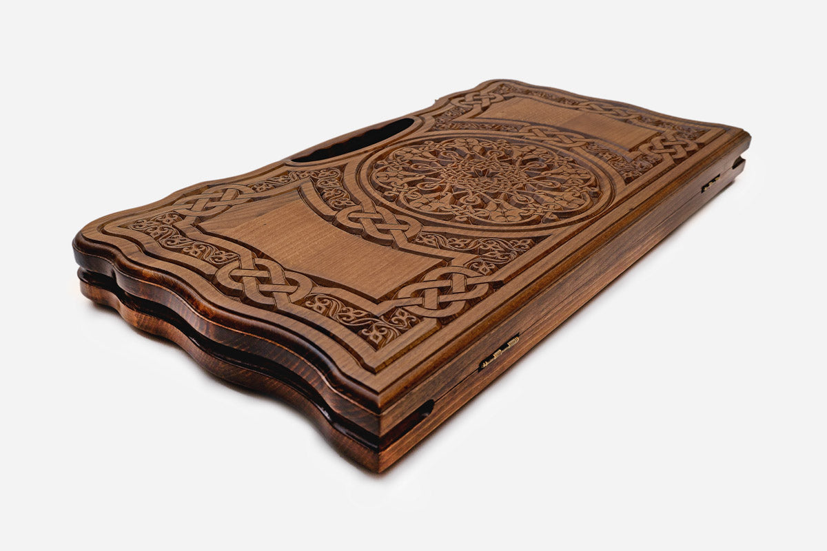 Detail of the interlaced knotwork corner panels