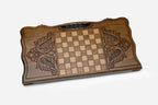 Side view of the carved beechwood board
