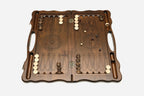 Armenian lion medallion backgammon board angled view