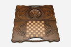 Armenian lion backgammon board scrollwork detail