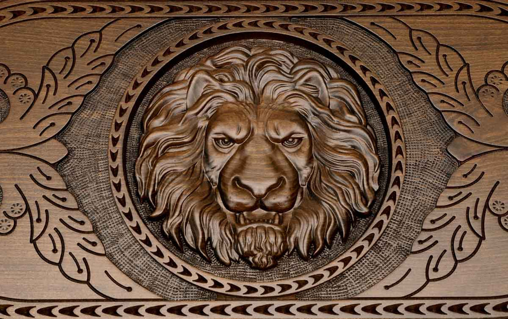 Armenian backgammon board folded closed showing carved lid