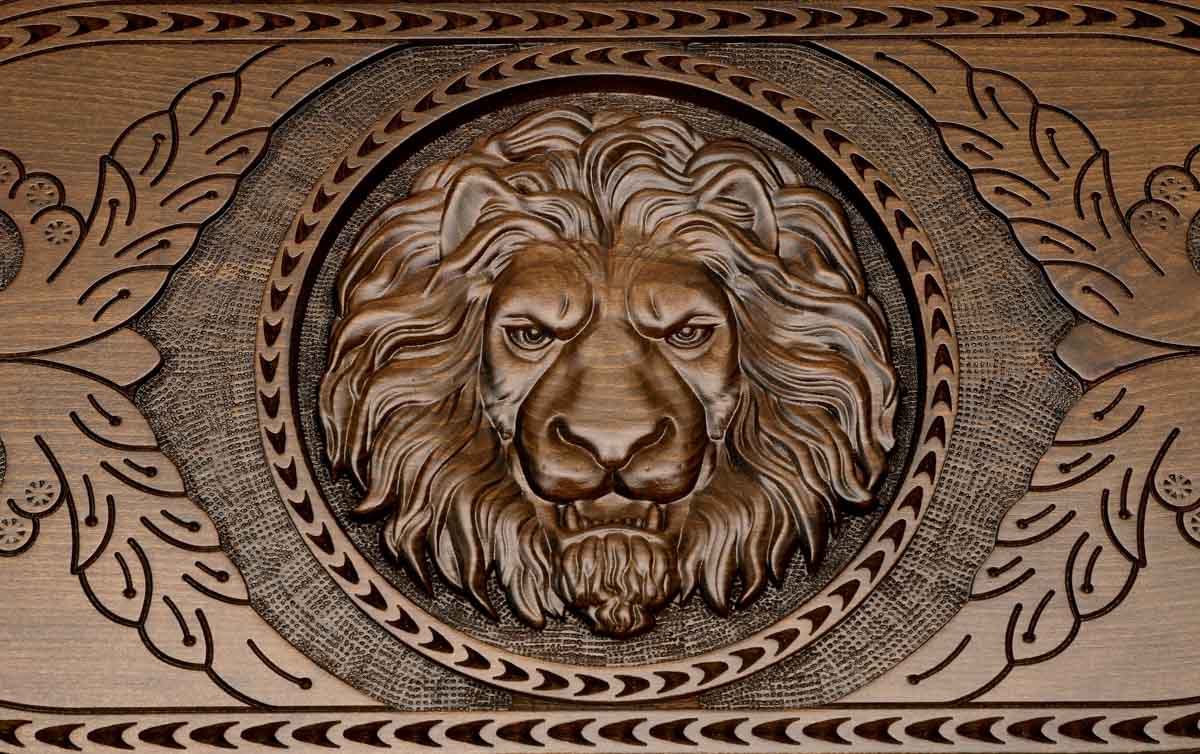 Armenian backgammon board folded closed showing carved lid