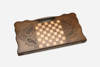 Armenian backgammon board detail of carved lion medallion