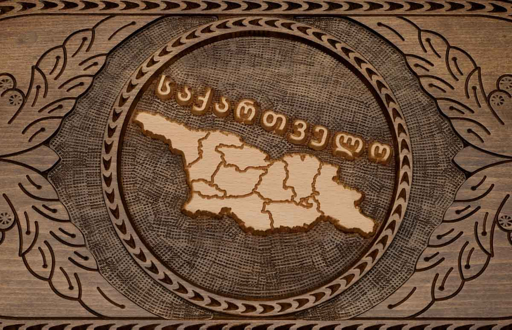 Detail of the scrollwork beside the map