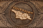 Detail of the scrollwork beside the map
