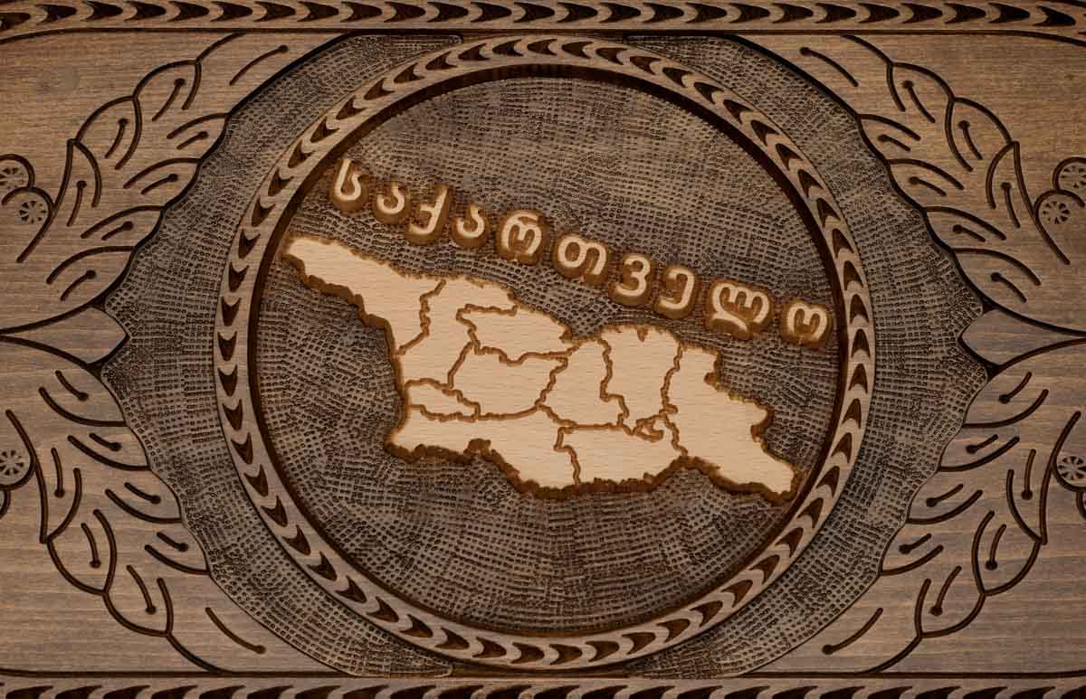 Detail of the scrollwork beside the map