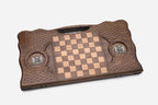 Side view of the carved beechwood board