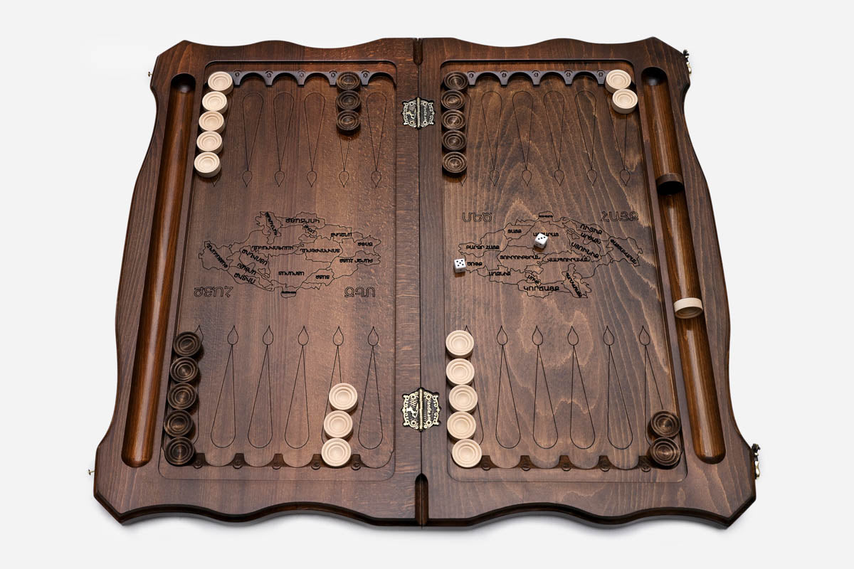 Armenian Backgammon Set - Tigran Great - handmade wooden backgammon board