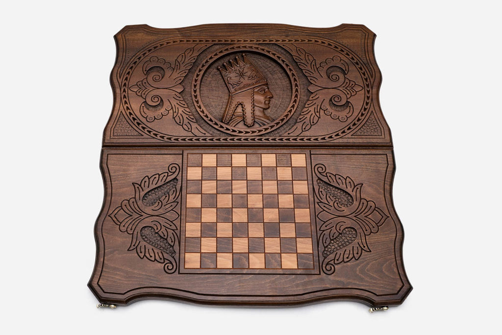 Armenian Backgammon Set - Tigran Great - handmade wooden backgammon board