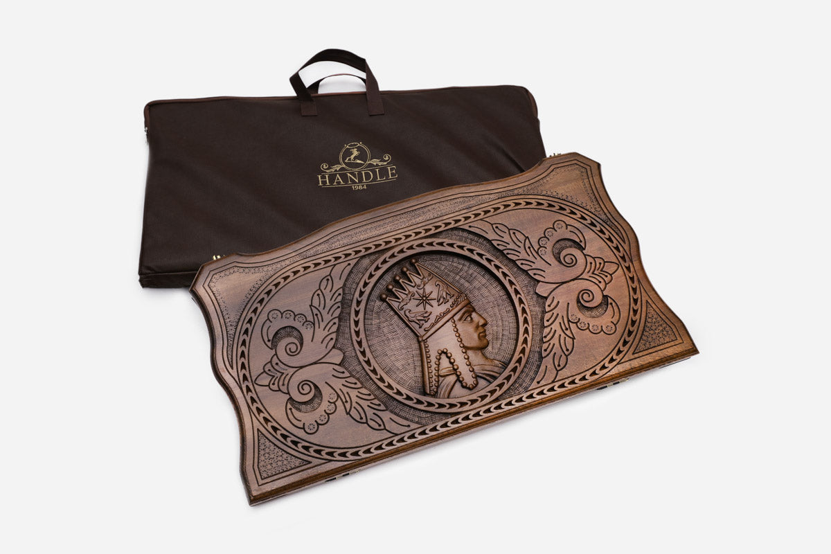 Armenian Backgammon Set - Tigran Great - handmade wooden backgammon board