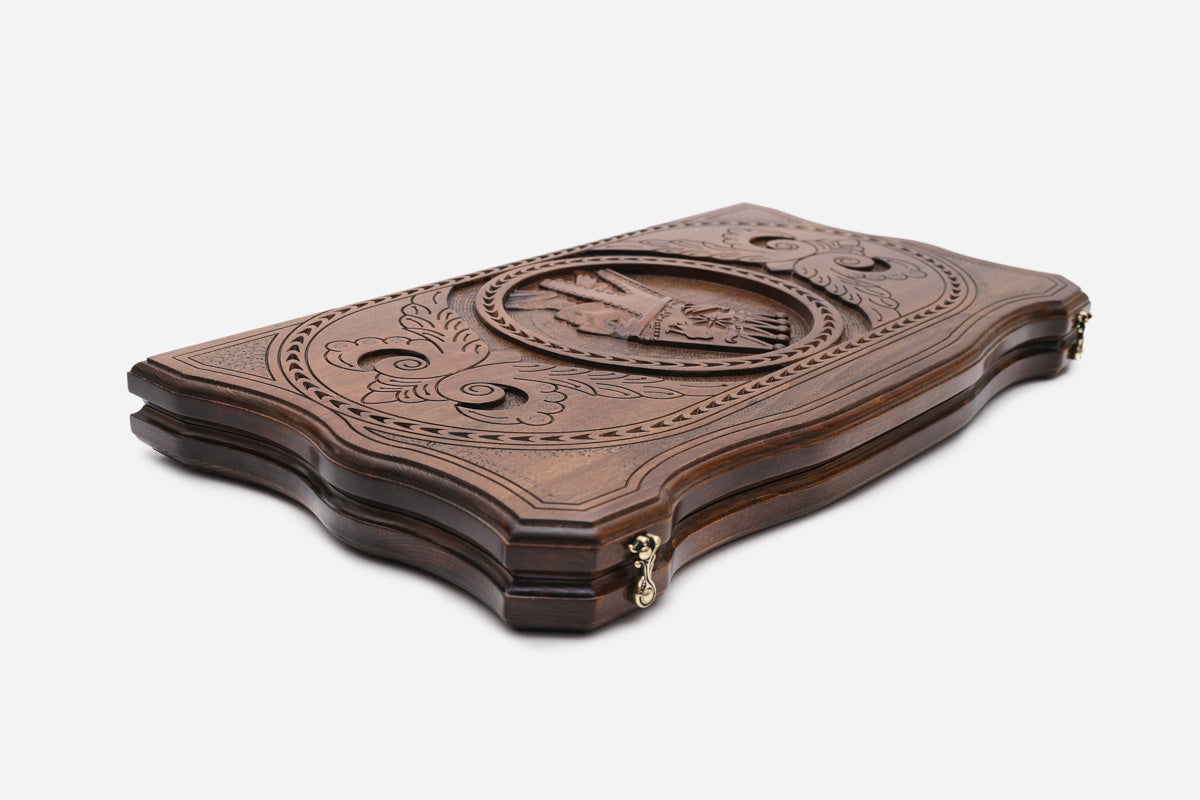 Armenian Backgammon Set - Tigran Great - handmade wooden backgammon board