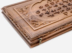 Side view of the carved walnut board