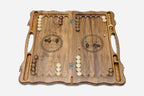 Side view of the carved walnut board