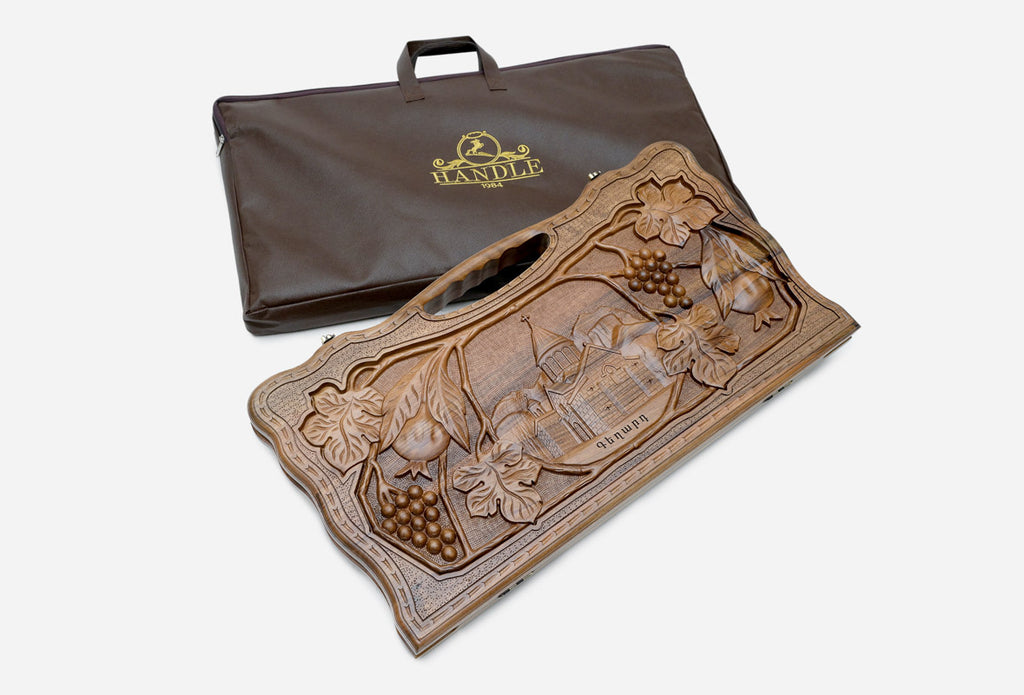 Close-up of the walnut carving texture