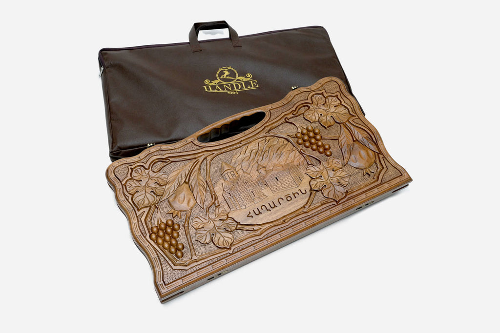 Close-up of the walnut carving texture