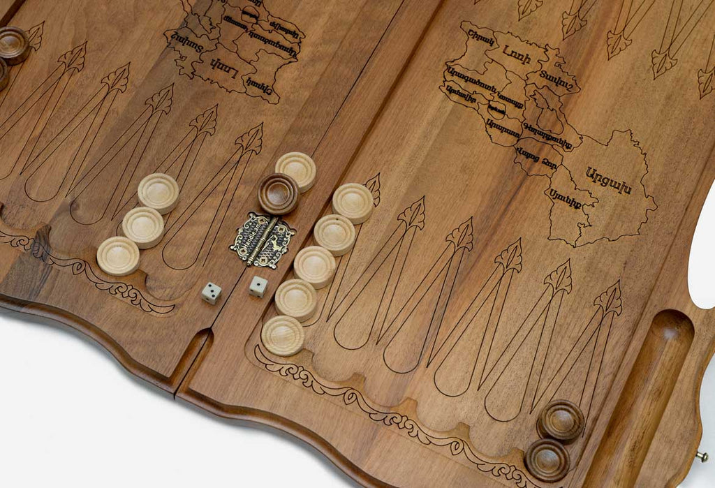 Side view of the carved walnut board